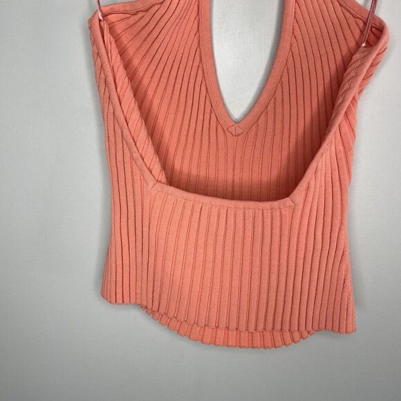 GAUGE81 Moura Plunge Top Women Small Ribbed Knit Halter Orange Viscose Blend - Picture 11 of 15